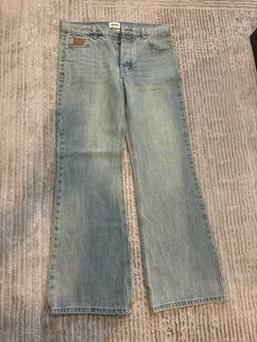 Mango Light Blue Flare Jeans with Wide Leg